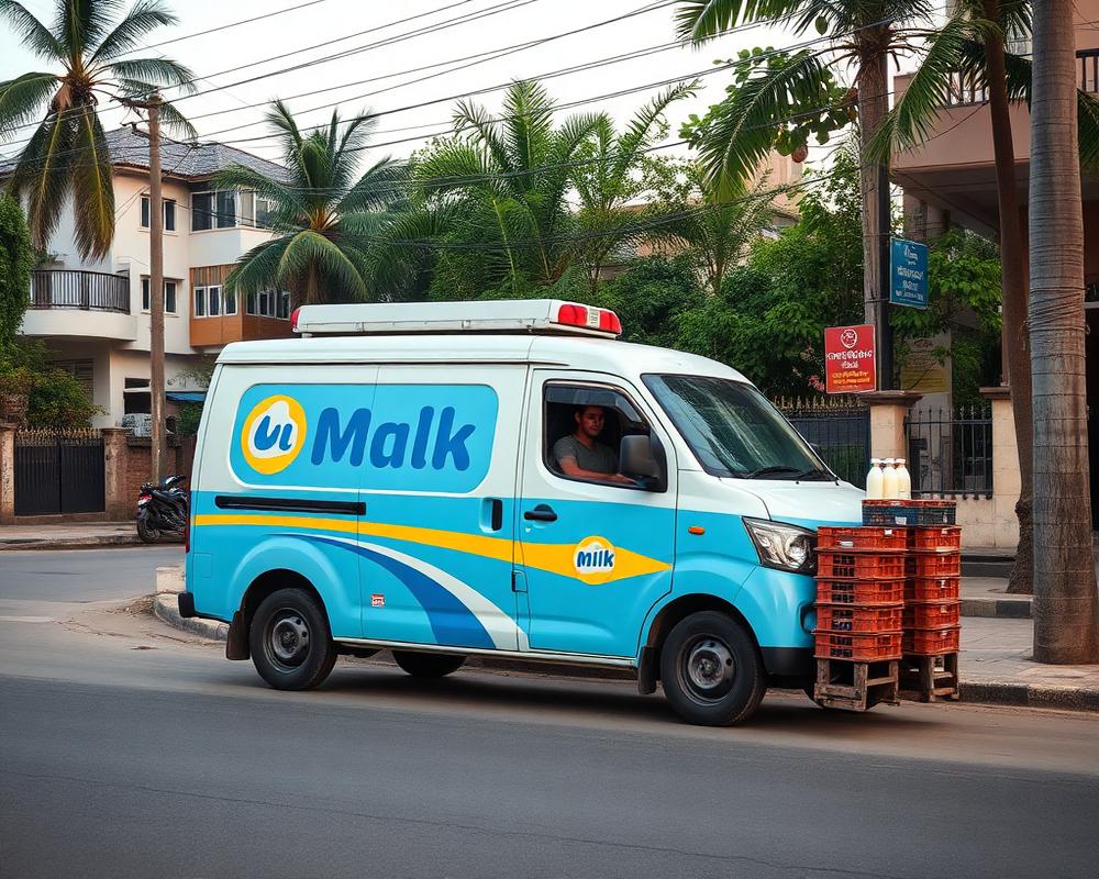 Milk delivery van on a morning round